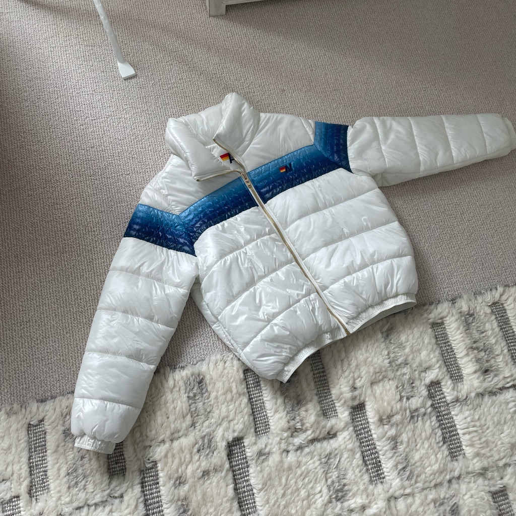 Aviator Nation White And Blue Puffer Jacket